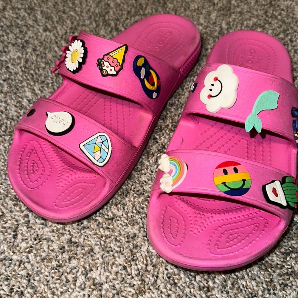 Pink Croc slides. NO charms